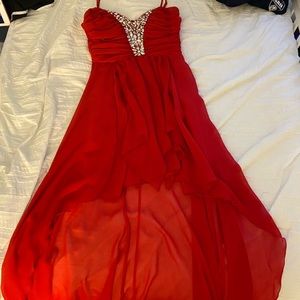 red high low dress